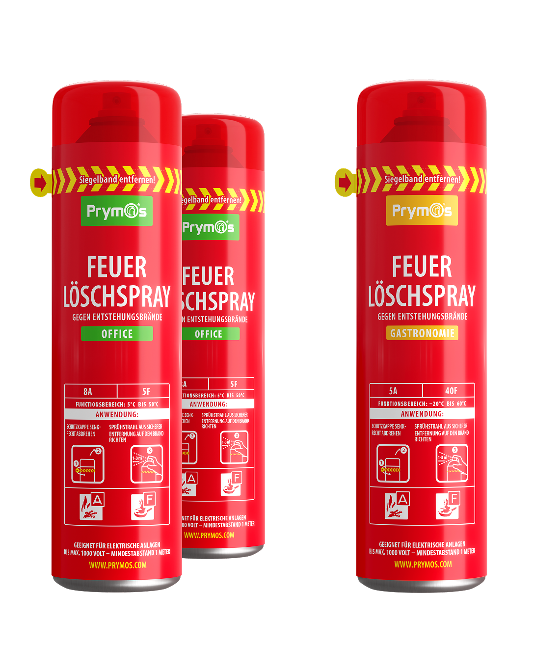 Prymos Feuerlöschspray-Paket (3-teilig)  "Haushalt/Office + Grill"